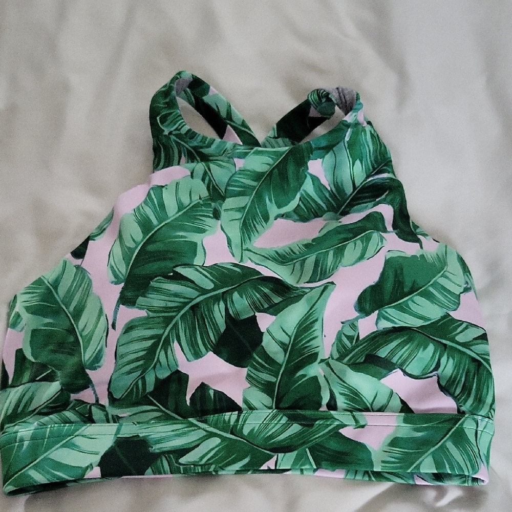 Vull Sports Tropical Leaf Print Sports Bra